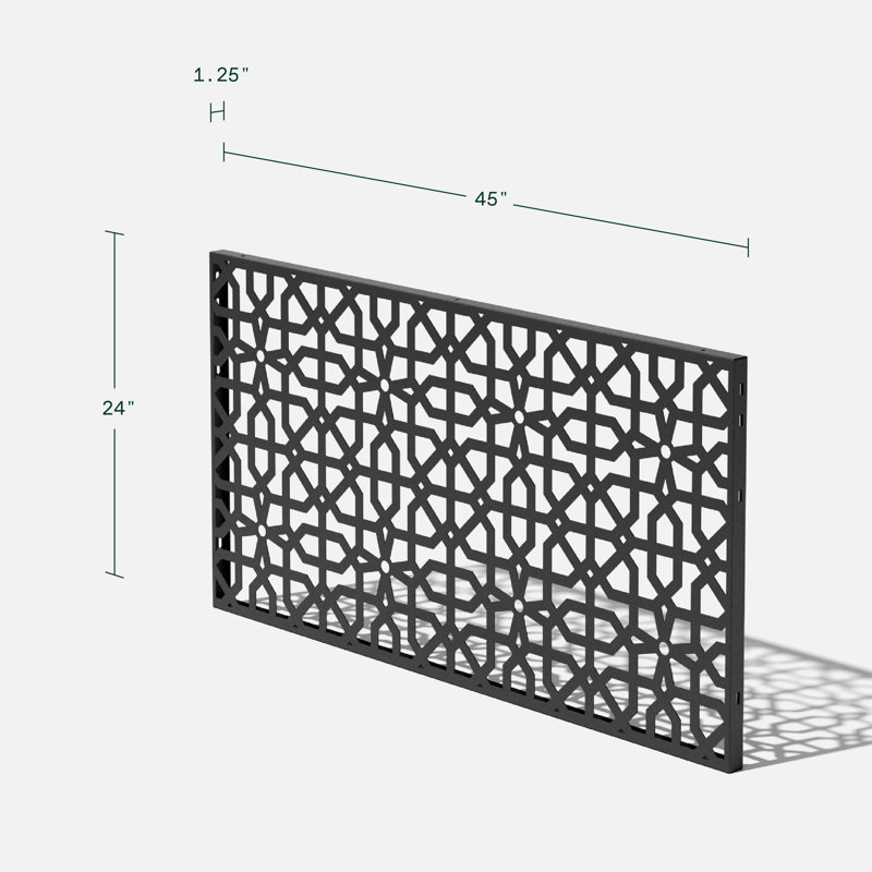 Black Geometric Pattern Folding Privacy Screen Panel