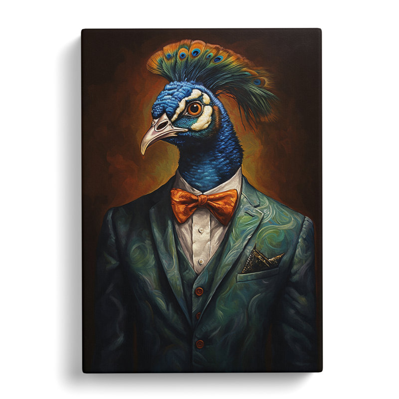 Peacock In A Suit - Print, 60cm H x 40cm W x 3cm D