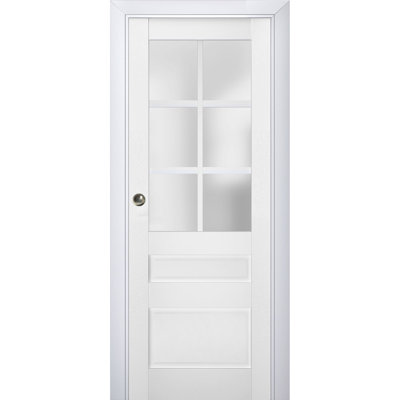 Veregio Frosted Glass Panelled Wood Sliding Closet Door