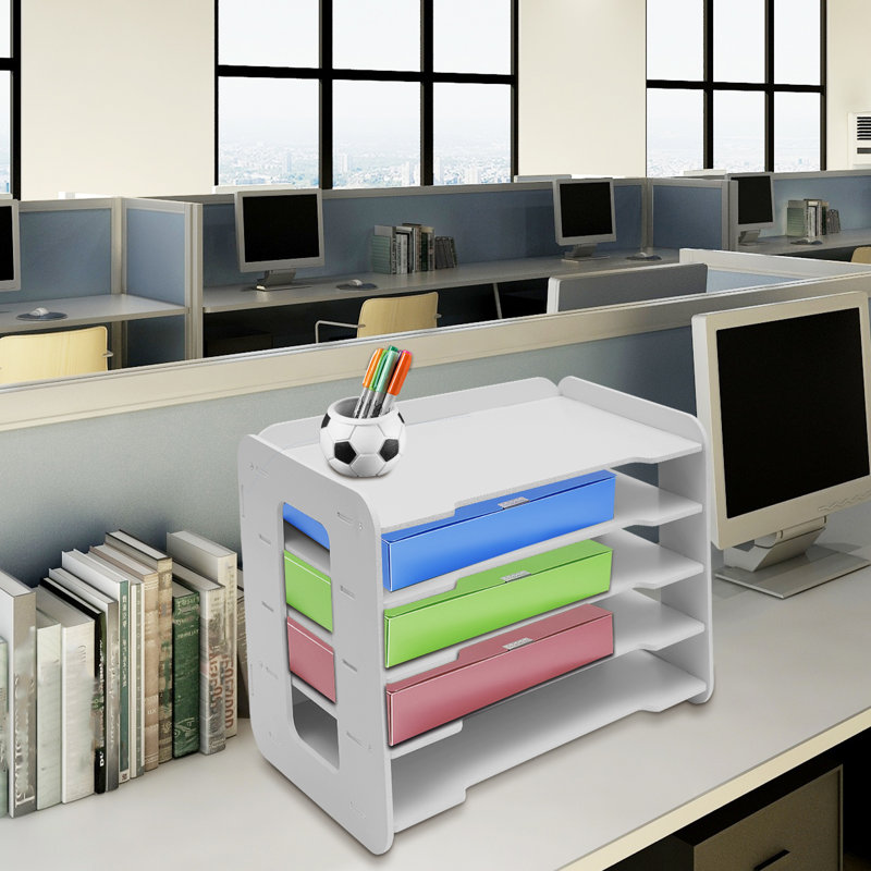 Gilmar 5 Tiers Paper Organizer Desktop Organizer Multifunctional Top Shelf for Office Storage