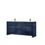 Meuble-lavabo double bleu marine 72 po X P 20 po D, dessus en marbre de culture et robinet en métal-511213152