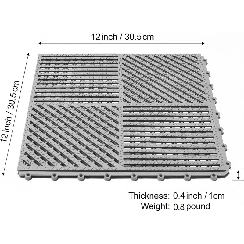 Ensemble de 9 tapis de douche modulaires pour l'extérieur 12 po x 12 po