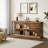 63"  Brown Console Table, 3-Tier Industrial Entryway Table with Storage Shelves, X-Frame Metal Support, Sofa Table for Living Room, Hallway and Foyer-198609608