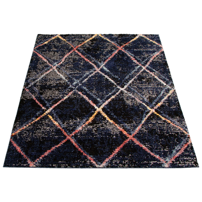Tapis bleu marine / rouge Stigall, Rectangulaire 8 pi x 10 pi