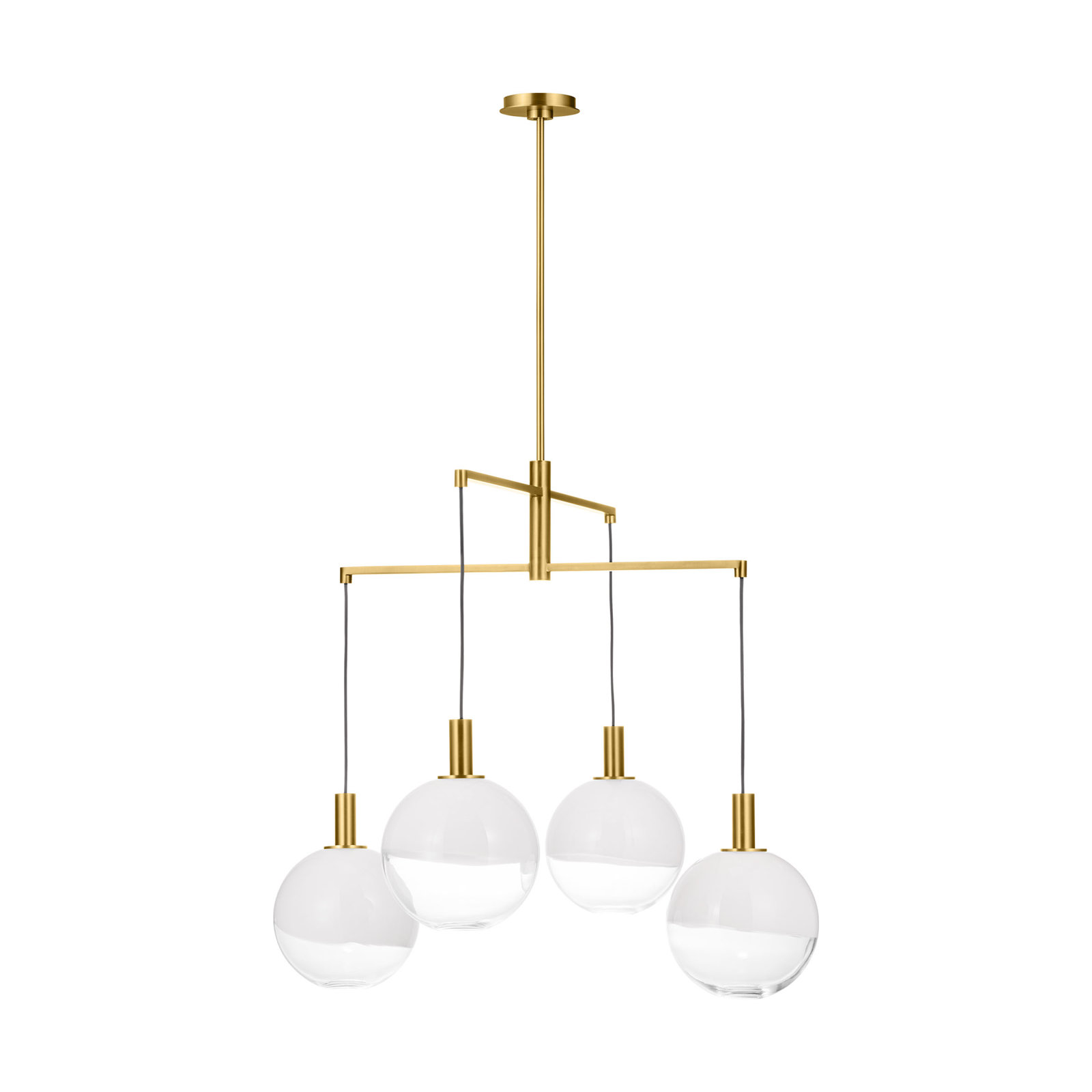 Sean Lavin Lillias 6 Light Dining Room Chandelier With Milk Clear Glass Mix Shade, Burnished Brass, 4 Lights