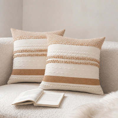 18 x 18 Inch Textured Decorative Boho Throw Pillow Covers