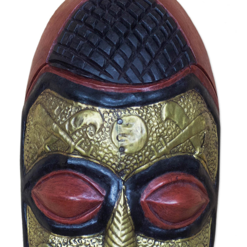 Décoration murale masque en bois royal authority akan