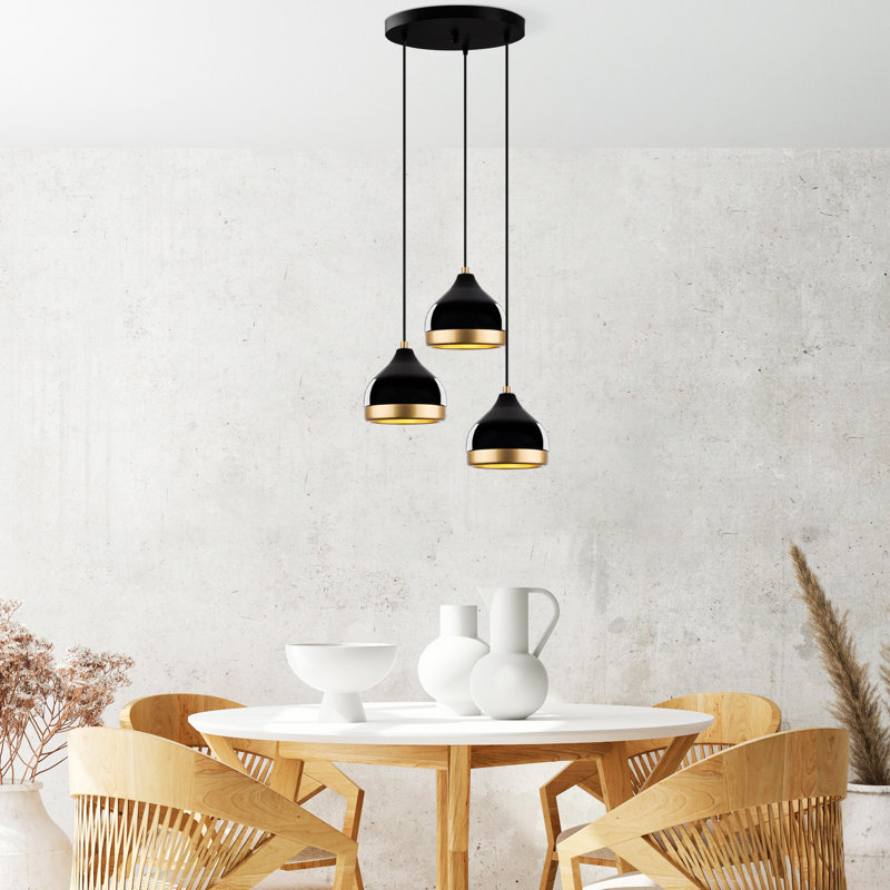 Lustre réglable élégant, structure en métal noir, 14,6 po x 14,6 po x 43,7 po | 3 x douilles E27 (40 W maximum) | Hauteur réglable de 9,8 à 43,7 pouces | Design moderne pour le salon, la salle à manger et le vestibule, ampoule non incluse