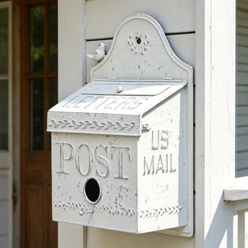 Shabby Vintage Mailboxes Wall Mounted in Birdhouse Style for Porch Garden Decoration,Wedding Card Box Decor