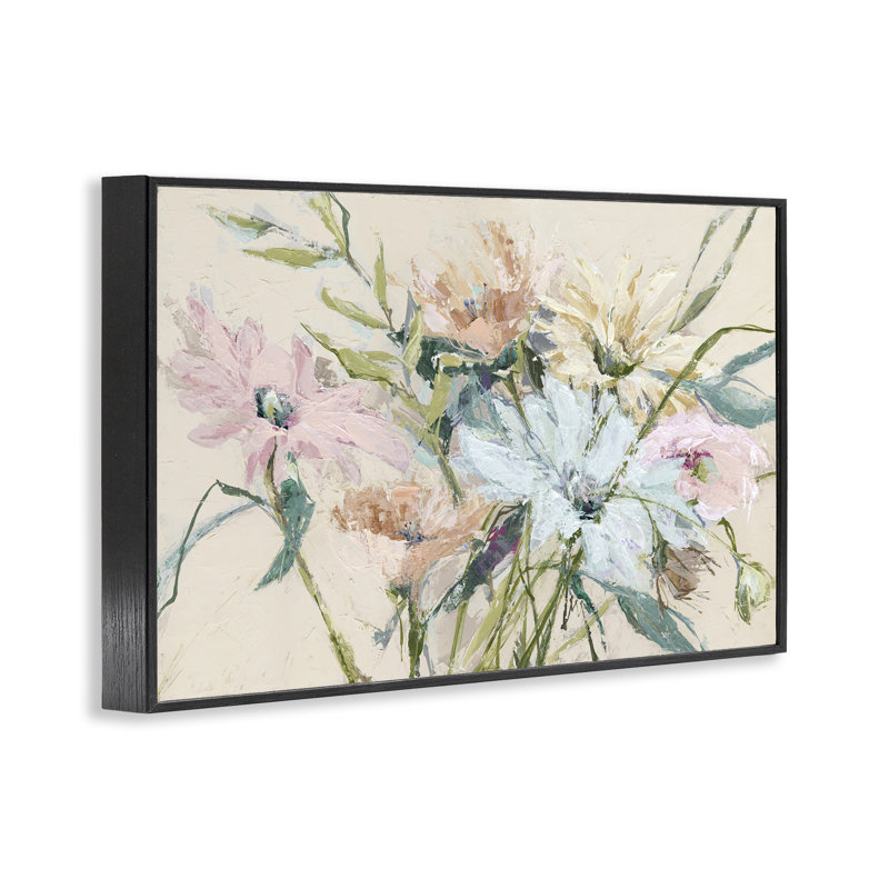 «Gentle Pastel Blossoms», giclée encadrée, design par Susan Pepe, H 12 po x l 18 po, Giclée encadrée noir minuit