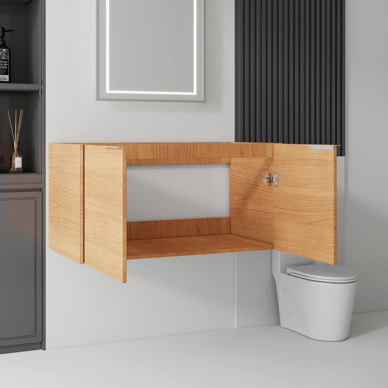 36, armoire de meuble-lavabo flottant, contreplaqué, Natural, 36" W