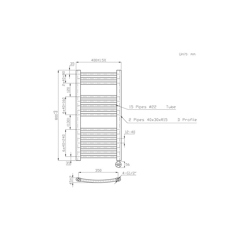 Damonni Curved Towel Rail Heated Towel Rails