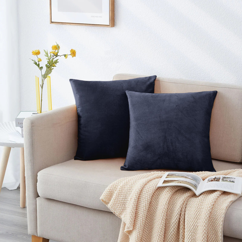 Perignan Square Scatter Crushed Velvet Cushion Cover, Charcoal