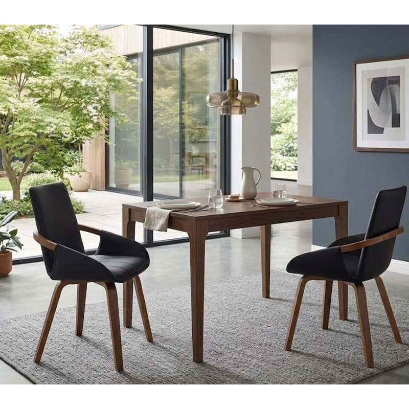 Chaise de salle à manger Gasper, ensemble de 2, en noyer noir et foncé, Noir/noyer