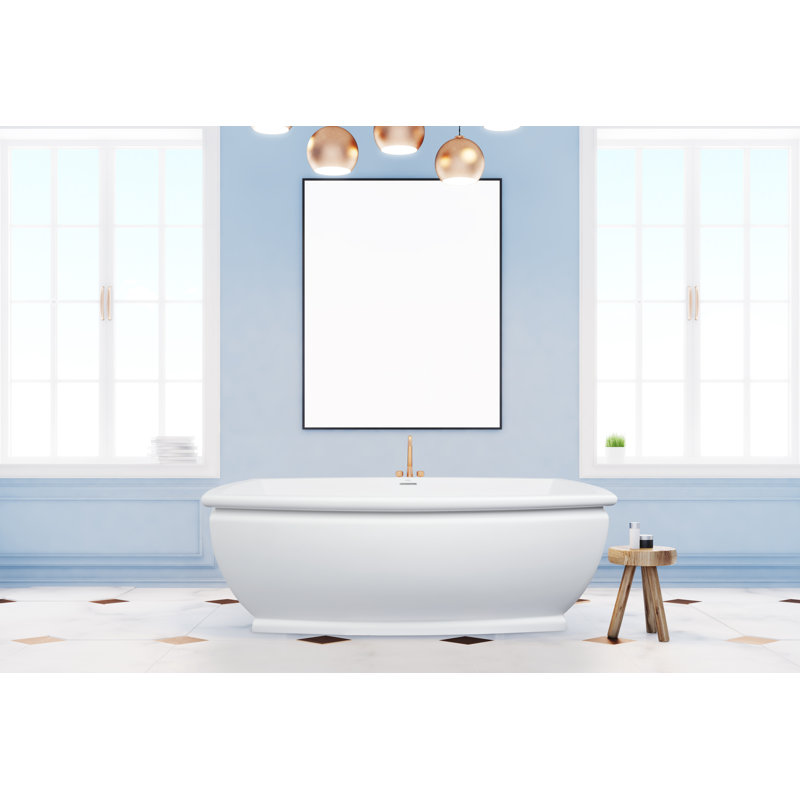 Baignoire autoportante à surface solide Metro 66,25 "x 37,25" Metro, Blanc poli