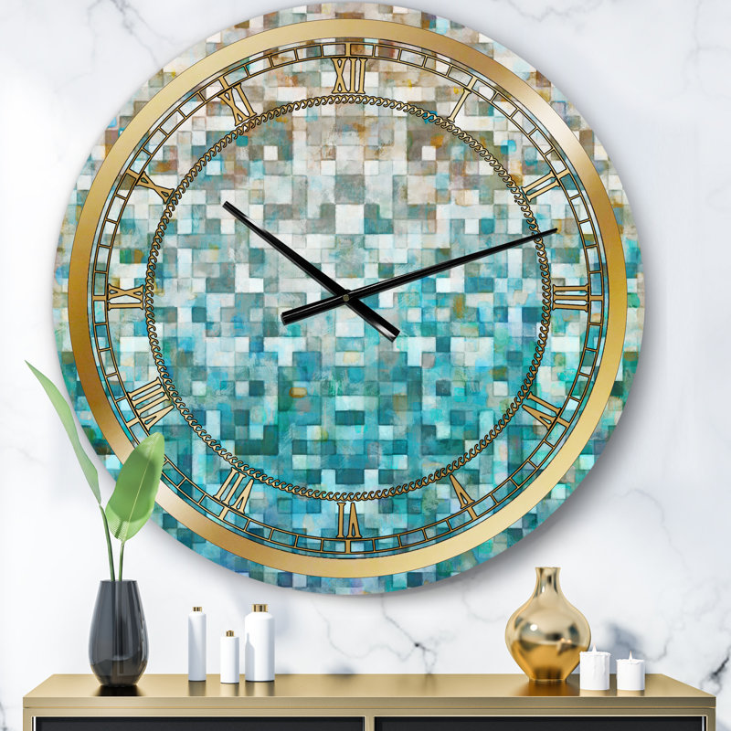 Blocked Abstract II - Horloge abstraite ronde en métal, Petit