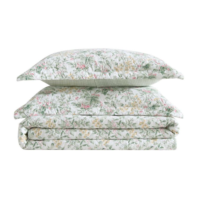 Ensemble de courtepointe réversible rose Laura Ashley, Courtepointe pour très grand lit + 2 tailles déc