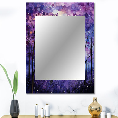 Violet Serenade - grand miroir abstrait, miroir mural décoratif traditionnel, impression d'art en métal