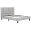 Lit plateforme double en tissu de chambre à coucher, cadre de lit tapissier en tissu avec tête de lit capitonnée-415675126