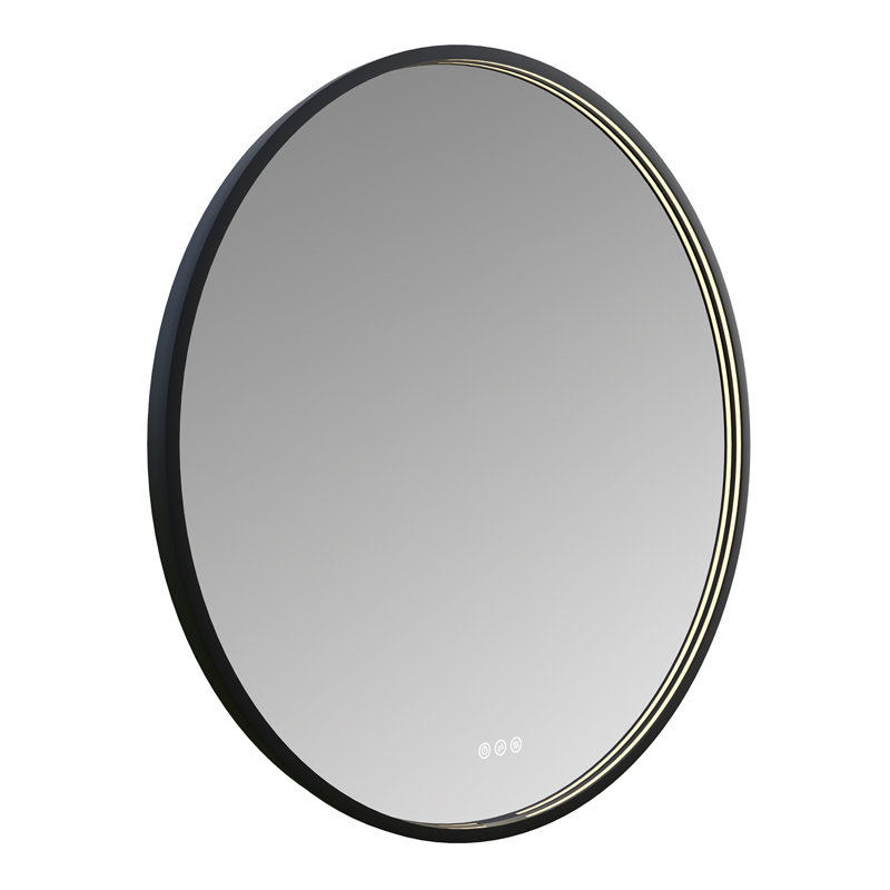Kingston Brass Aurora 36-Inch Round LED Bathroom Mirror, Front and Back Light, Dimmable Touch Sensor Mirror, 35.44" x 35.44"