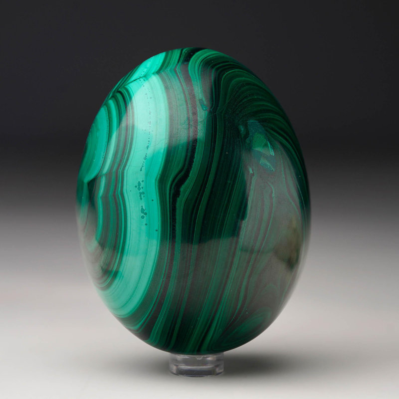 Large Hand-Polished Malachite Egg