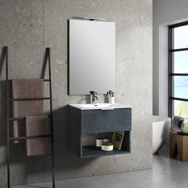 Bainter 610 mm Single Vanity with Integrated Ceramic Basin, Black