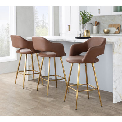 Tabouret de bar à hauteur fixe 26 "avec pieds en métal et repose-pieds carré Lake
