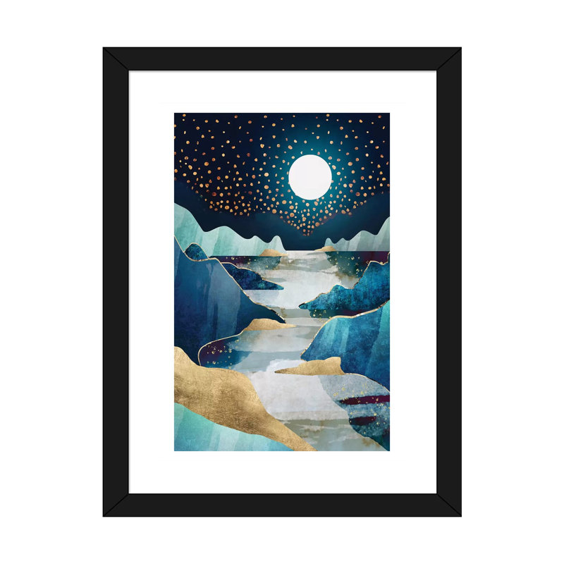 Lune de lune - imprimé, H 24 po x l 16 po x P 1 po, Blanc / aubergine / banane / brun clair / rouge br