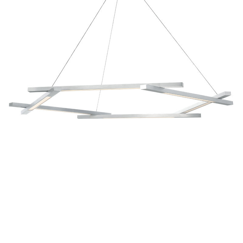 Metric 6 - Light LED Chandelier, Brushed Aluminum, 1.5" H x 48" W x 48" D