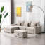 Canapé moderne réversible 4 pièces 95,5 po en tissu de lin avec pieds interchangeables, repose-pieds et coussins-1588843056