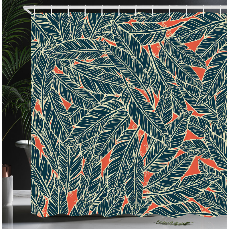 Dakota Fields Feather Shower Curtain Modern 34020, 70'' H x 69'' W