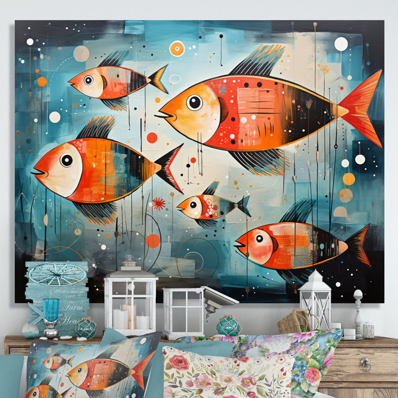 " Minimalism Fish Collages II ", Toile tendue, H 24 po x l 32 po x P 1 po