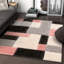 Tapis rosé / crème / noir à motif géométrique Cobina-37328459