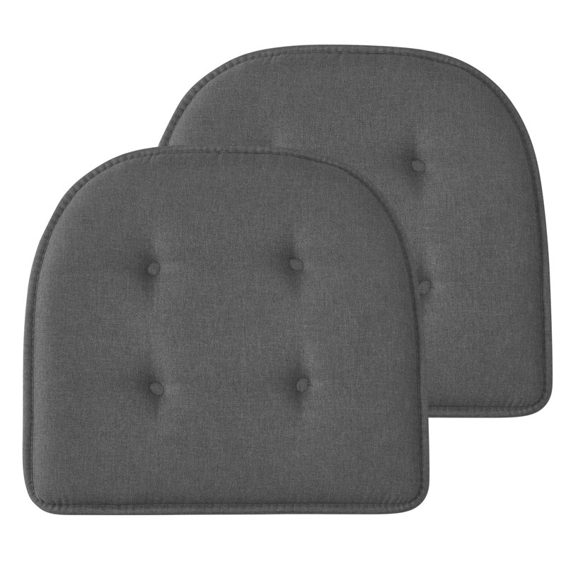 Coussin de siège en mousse à mémoire de forme U épais et confortable de qualité supérieure Coussin de siège capitonné antidérapant Housse de siège intérieure en caoutchouc antidérapant de 17 po x 16 po pour bureau, chaises de cuisine, gris anthracite, paquet de 2