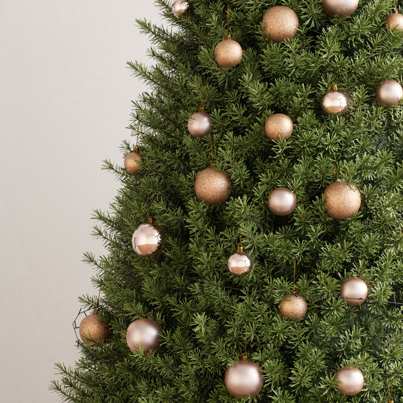 Christmas Ball Set with Peak and 150 LEDs, Rose Gold