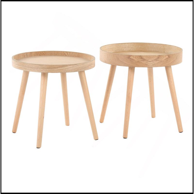 Ensemble de tables d'appoint Pebble Mid-Century Modern en bois naturel par Lumisource
