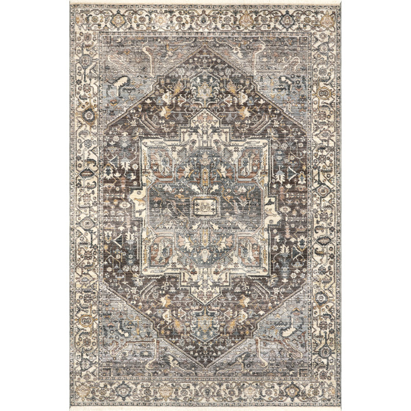 Harriet Vintage Medallion Fringe Area Rug, Rectangle 8' x 10'