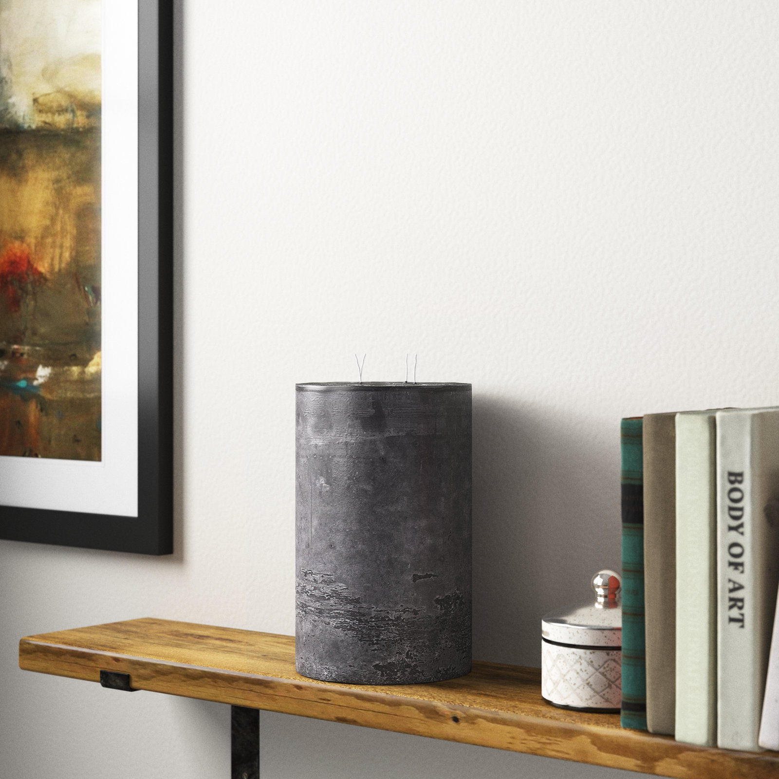 Pillar Super Unscented Candle, Black, 11.8" H x 7.5" W x 7.5" D