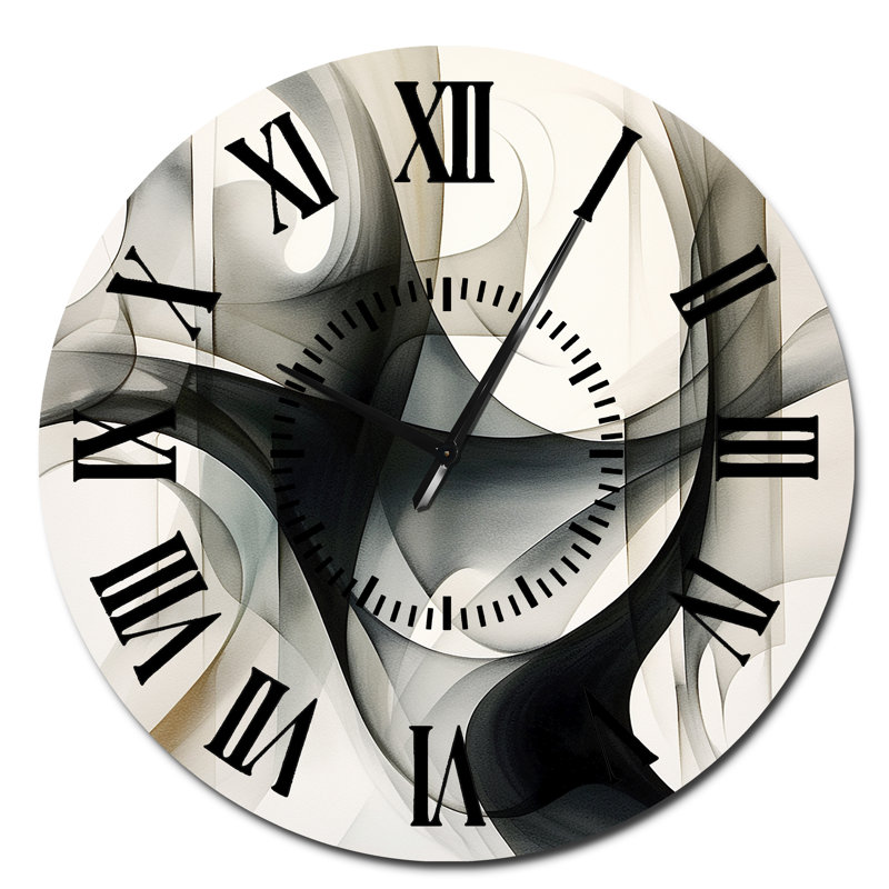 Horloge murale abstraite à motif géométrique moderne abstrait noir, Surdimensionné