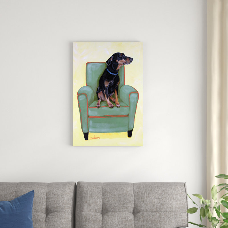 Dobie sur fond vert, H 30 po x l 20 po x P 1,25 po