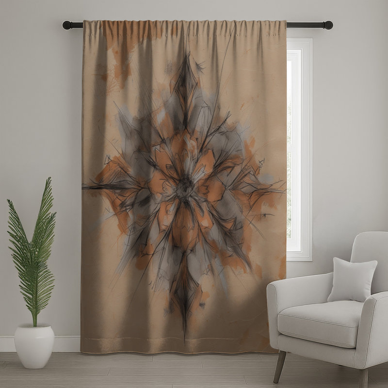 Rideaux de fenêtre à motif abstrait floral, 50 po x 80 po - 1 panneau, Transparent