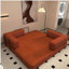 3 places, lit convertible, velours côtelé orange, canapé-lit pliant, structure en métal, dossier moelleux, accoudoirs carrés, rembourrage en mousse à mémoire de forme