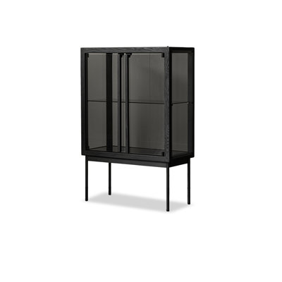 Black Solid Wood+Stainless Steel+Tempered Glass Display Cases
