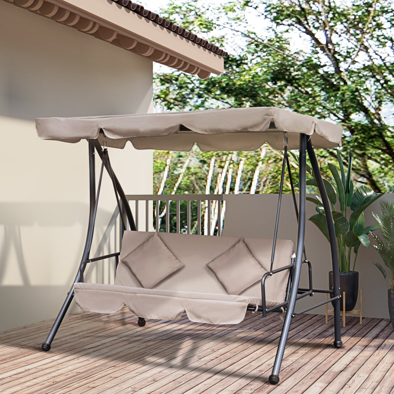 Katarina 2 Person Porch Swing with Canopy, Beige