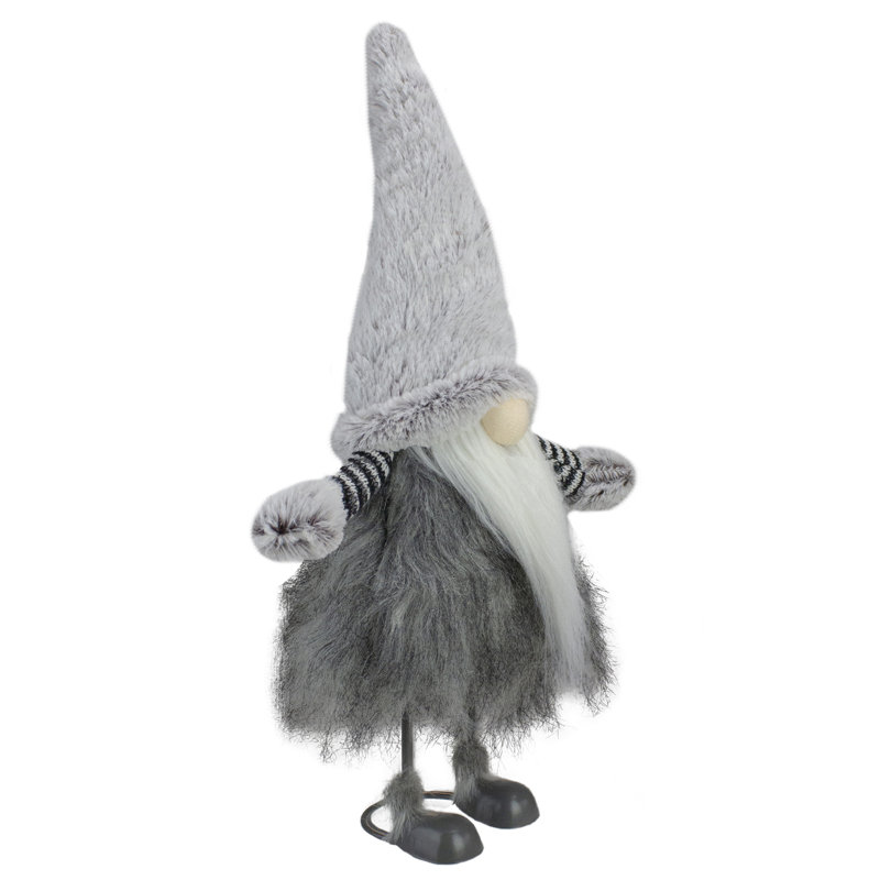 Décoration de Noël gnome rebondissant 17 po beige et gris
