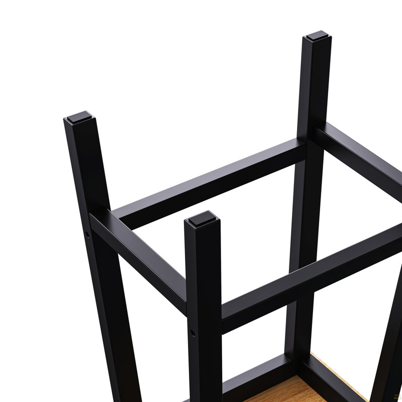 Tabourets de bar en bois massif (pas cher en fer), ensemble de 2 chaises de bar de 25,6 po de hauteur, Noir
