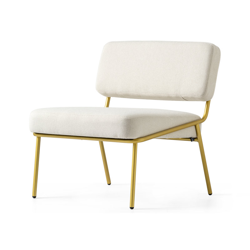 Sixty Upholstered Lounge Chair with Metal Frame, Painted Brass, Light Sand