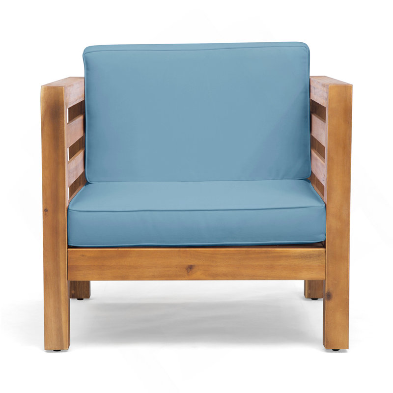 Oana Club Chair, Blue, Brown