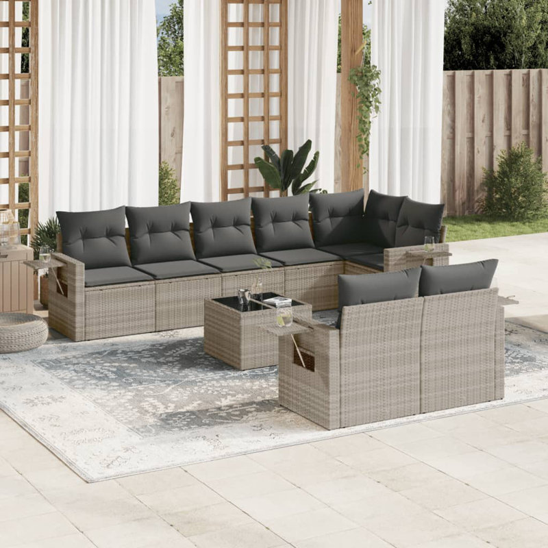  Ensemble de canapé de jardin gris clair, gris foncé