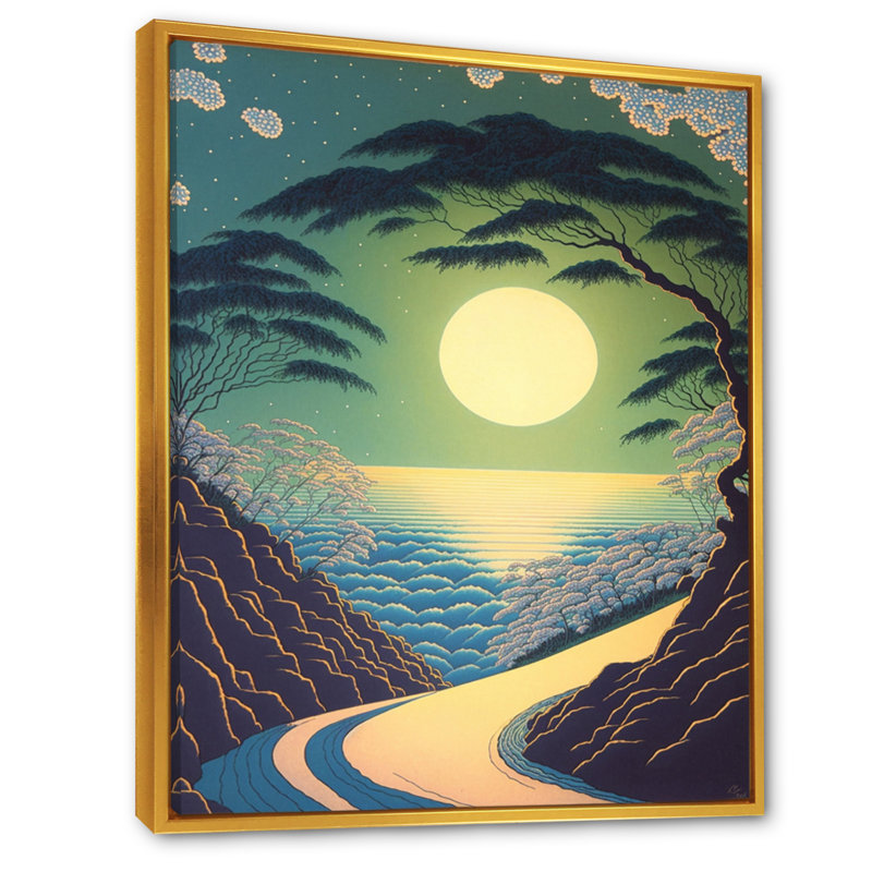 «Walking Towards The Full Moon Mountain IV», reproduction sur toile, H 40 po x l 30 po x P 1,5 po, Cadre flottant doré
